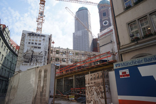 Around the construction.