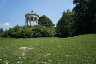 The portico on the hill in the park.