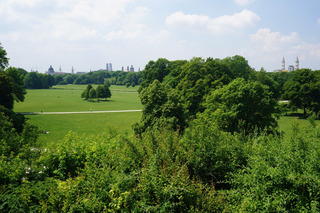 And a view of the Munich skyline over the largest urban park in Europe.