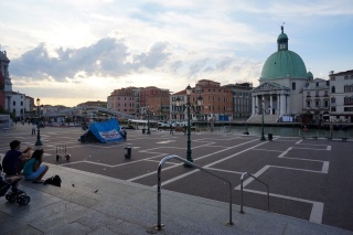 Stepping out of the train station onto the Grand Canal.