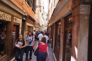 A crowded sidewalk.