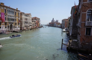 The grand canal down island. Cruise ship parking at the end.