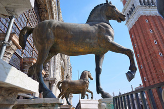 Three of the four horses atop the Basilica, the fourth was overhead