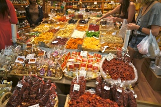Theresa filled a bag of the most awesome dried fruit
