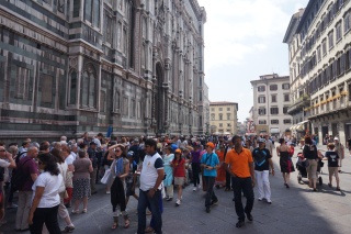 On the left, the line for the chapel