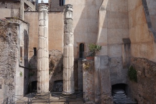 In Rome, sometimes your terrace has two ancient columns in it
