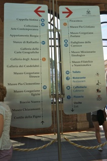 A directional sign with Sistine Chapel on it. Crazy
