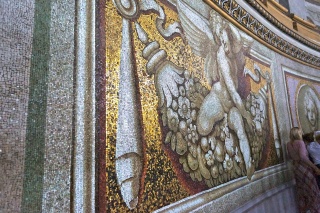 Wall mosaic way up in the Basilica of St. Peters dome