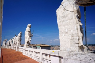 Statuary on the facade of St. Peters Basilica
