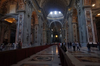 Inside St. Peters, light from the dome