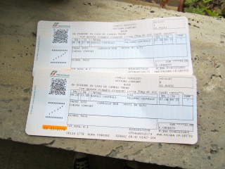 Our tickets to Napoli