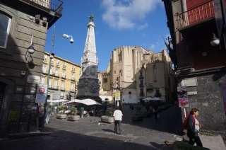 The piazza just north of our digs, in the morning sun