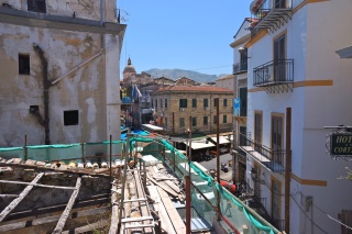 The view (through a little scaffolding) of the end of the Ballaro Market