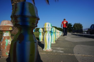 Artsy parking barricade at the beach