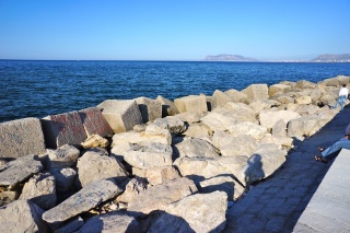 The "beach" we found tonight. A seawall really