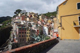 Looking back at the town. Our room is in the middle, a yellow three story building, nearly at the top