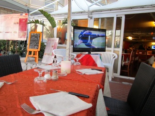 We are just realizing the oddly placed TVs everywhere are all showing the Euro 2012 soccer tournament