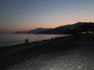 The Ventimiglia beach. Rocky, but very pleasant. Looking at France or Monaco