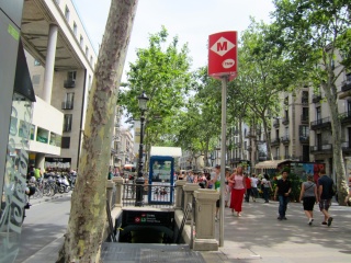 Our first subway of the trip left us on the Ramblas