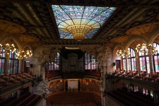 The spectacular interior, check out the stained glass sun