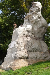 A statue of Adamastor, a mythical sea monster from Portugese poet Luis Vaz de Camoes