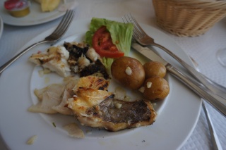 Some swordfish and codfish at the amazing little restaurant on the beach