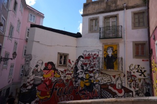 On the walking tour, a great Fado mural