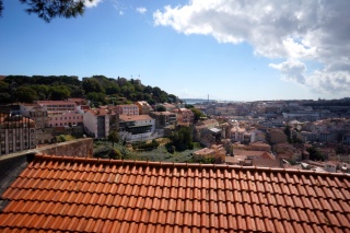 Looking back at downtown Lisbon and the castle on the next ridge