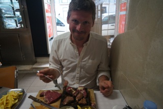 Steak on a stone. It was absolutely awesome