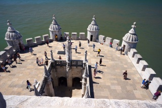 Looking down at the upper deck and inner cloister
