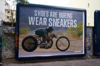 Chucks have been popular all over Europe. Here Converse has a full blown media blitz going on