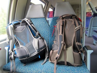 Our bags on the train to Berlin