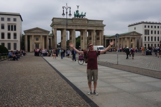 Brian celebrating the bigness of Brandenburg Gate