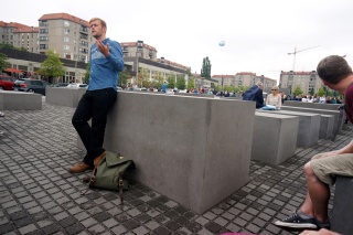 Matt and Brian in the Memorial to the Murdered Jews of Europe