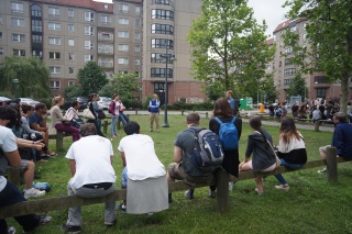 Sitting in a "carpark". Hitler's bunker was once directly below us