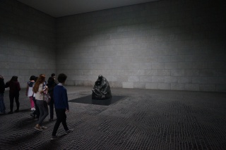 Monument to the war dead. Mother holding son over the tombs of an unknown German soldier and a Jewish victim