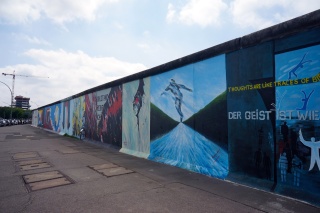The longest remaining standing section of the wall, actually the interior wall of East Berlin