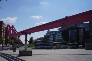 There is so much development going on in East Berlin utilities are running above ground and painted joyful colors