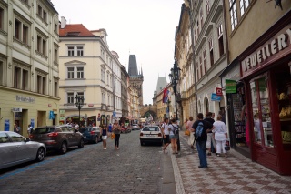 Heading towards the clogged Charles Bridge