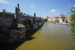 Looking back at the Charles Bridge from Old Town