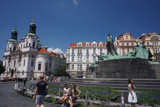 Sporting a pretty great fountain memorializing Jan Hus, pre-protestant reformer