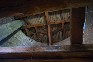 In the Dalibor Tower, a modest collection of torture devices. Above is a "body cage".