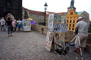 Back across the Charles bridge. For whatever reason, a dozen caricature opportunities