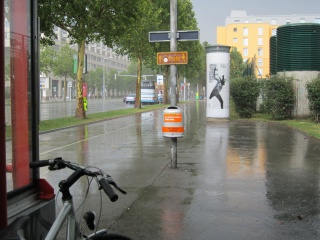 On the way to the Billa. Hiding in a subway entrance from a thunderstorm with a bunch of Austrians
