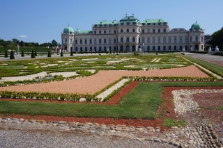 Looking back at the palace through the garden