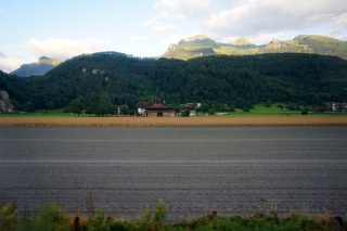 Out the window, Switzerland. Just missed the rugged mountains