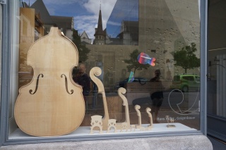 Hans Hofer, luthier. Beautiful work. May not appreciate his picture being taken