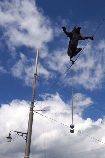 Bear tightrope walker. Bern is all about the bears