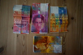 Colorful cash. Swiss Francs.