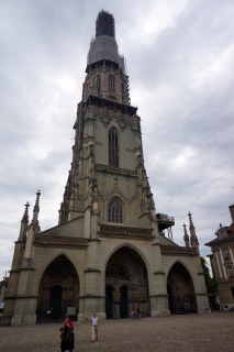 The Munster Gothic Cathedral, steeple wrapped in scaffolding